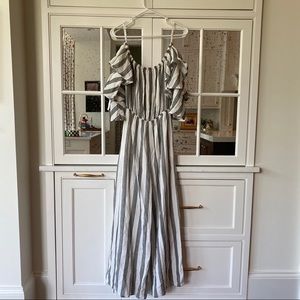 Off The Shoulder Jumpsuit Small Black/White Stripe